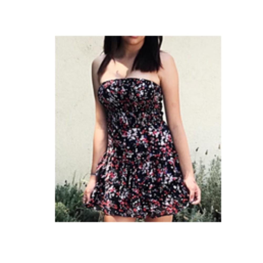 Floral Short Strapless Mini Dress Skirt